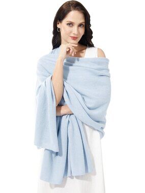 〽️Women's Cashmere Shawl Sky Blue Weddingl Winter Classic Shoulder Wrap 87"x28"